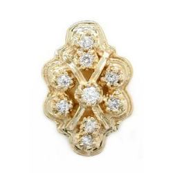 AC197 14K LARGE 8 Sapphire and 1 Diamond SCALLOPED SLIDE 